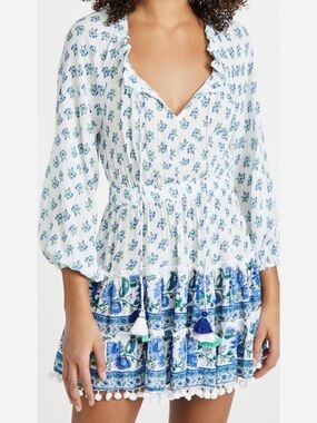 Playa Lucila Floral Print Blue Bohemian Mini Dress